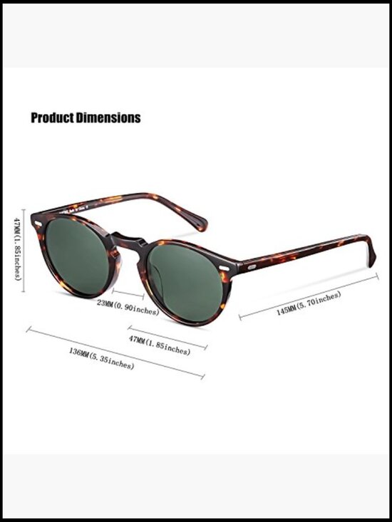 Vintage Round Polarized Sunglasses 100% UV400 Protection Acetate Frame